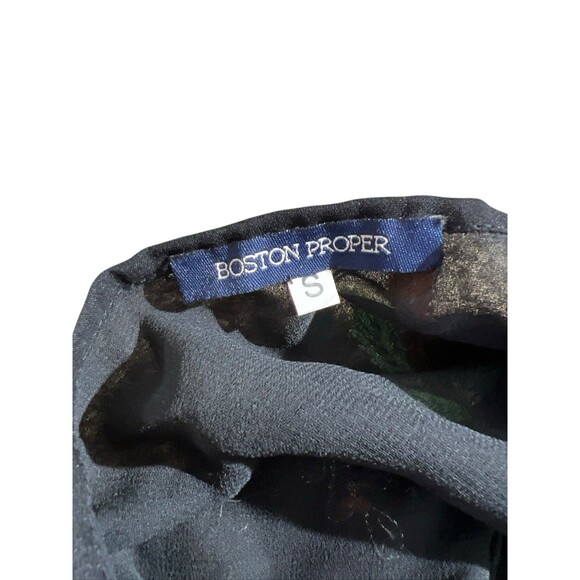 Boston Proper Silk Sheer Embroidered Sequin Off Shoulder Top Women's Sz S Fairy - Picture 7 of 11